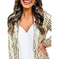thumbnail image 3 of DYMADE Women Sequin Lapel Long Sleeve Jacket Fashionable Small Suit Coat, 3 of 4