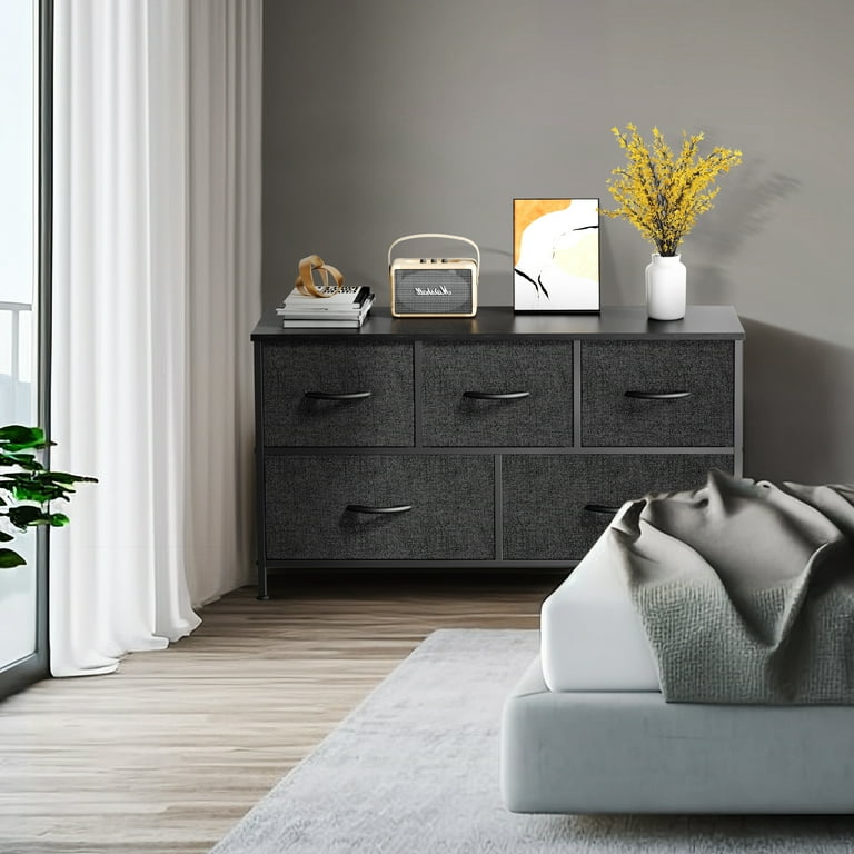 EDX 5 Drawer Dresser, Wide Chest Of Drawers Nightstand EDX 5 Drawer Dresser, Wide Chest Of Drawers Nightstand