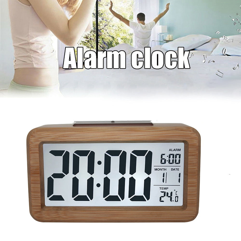 Wooden Digital Alarm Clock Electric Alarm Clock For Table Bedroom Battery Operated Time