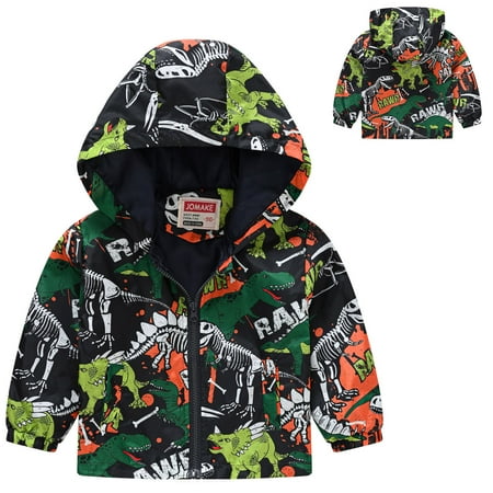 

ZMHEGW Jacket For Toddler Boys Girls Casual Printing Cartoon Hooded Outerwear Zipper Long Sleeve Windproof Coat For Kid