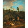 thumbnail image 2 of Adriaen van de Velde 20x24 Black Ornate Framed Double Matted Museum Art Print Titled: A Herdsman and a Shepherdess in Front of a Wooden Farmhouse, 2 of 5