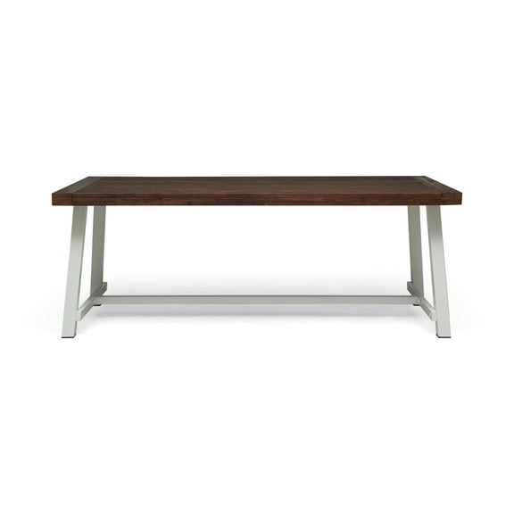 Beau Outdoor 8 Seater Iron Dining Table, Dark Brown and White Finish