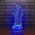 thumbnail image 4 of Luz De Noche 3D Virgen María Luz De Noche Lámpara De Ilusión Led 7 Cambio De Color Control Táctil Mesa Decoración De Escritorio Lámparas Regalo De Cumpleaños Base Acrílico Cable USB, 4 of 5