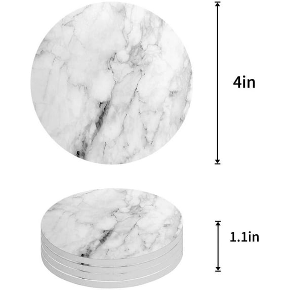 FMSHPON Marble Pattern Set of 4 Round Coaster for Drinks, Absorbent Ceramic Stone Coasters Cup Mat with Cork Base for Home Kitchen Room Coffee Table Bar Decor