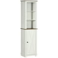 thumbnail image 2 of kleankin Slim Bathroom Storage Cabinet with Open Shelves & Cupboard, Freestanding Linen Tower Tall Skinny Bathroom Storage Cabinet Door Shelves, White, 2 of 9