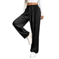 thumbnail image 5 of AHTJRT Women's Drawstring Sweatpants Elastic High Waisted Wide Leg Baggy Pants Soft Comfy Casual Slacks Joggers Sweatpants Black S, 5 of 5