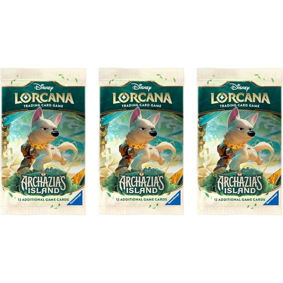 3 Packs Lorcana 12 Card Booster Pack Lorcana Archazias Island
