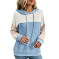 thumbnail image 2 of YHAJDS Winter Casual Blouse Top for Women,Long Sleeve Hooded Blouse Sweatshirt for Womens Womens Winter Loose Sweatshirt Pocket Tops Stripe Color Block Pullover Casual Top for Winter, 2 of 5