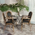 thumbnail image 3 of Flash Furniture 4 Pack Indoor/Outdoor Commercial Thonet French Bistro Stacking Chair with Arms, Black Textilene and Bamboo Print Aluminum Frame in Natural, 3 of 15