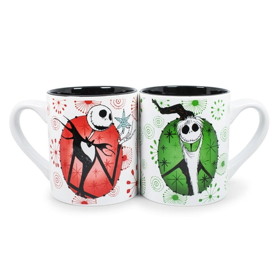 Nightmare Before Christmas Jack Holiday Mugs, Set of 2 | Each Holds 14 Ounces