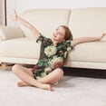 thumbnail image 3 of FORMRS Kids Short Sleeve Top and Pants Pajama Set Unisex Satin 2-Piece Sleepwear, Sizes 5-6Y, White and Pink Roses, 3 of 8
