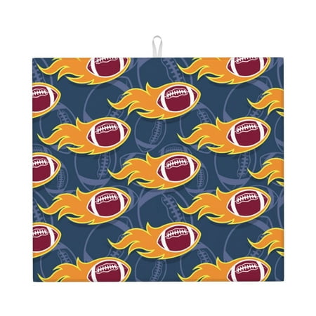 

Dish Drying Mats for Kitchen Counter Burning Rugby Balls 16x18in Dish Drying Pad Coffee Mat with Hanging Loop Super absorbent Kitchen Counter Mat Coffee Bar Accessories