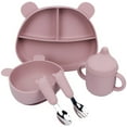 thumbnail image 3 of 5Pcs Baby Feeding Set with Bowl/Plate/Cup/Spoon/Folk Food-Grade Silicone Baby Toddler Tableware Set Non-Slip Self-Feeding Baby Cutlery Set with Suction for Home Baby Toddler, 3 of 11