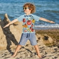 thumbnail image 3 of FORMRS Boys Rash Guard with Short Sleeves UPF 50+ Swim Shirts Sizes 3-12T, Yellow Floral Tomatoes, 3 of 6