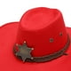 thumbnail image 4 of Sombrero de vaquero para mujer, ala ancha, moda unisex, adulto, poliéster, ligero, para el sol. Rojo, 4 of 9