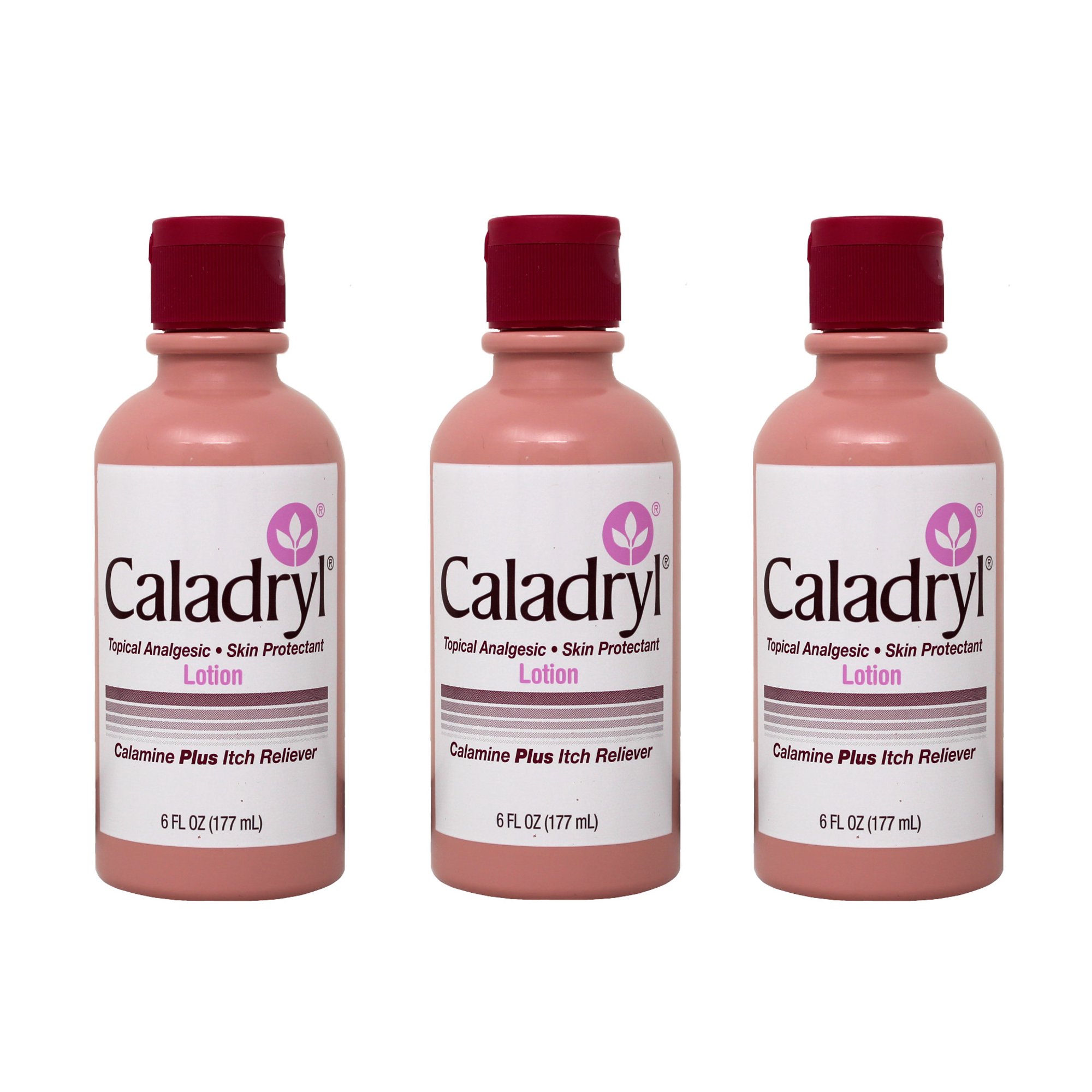 Caladryl Topical Skin Protectant Calamine Plus Itch Reliever Lotion, Pink - 6 Oz, 3 Pack