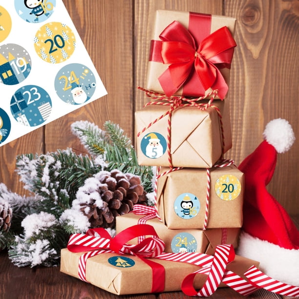 Stickers Christmas Gift Number Stickers 24 Stickers Round