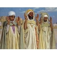 thumbnail image 2 of Dinet, Alphonse-Etienne 32x25 White Modern Wood Framed Museum Art Print Titled - Prayers at LAube, 2 of 4