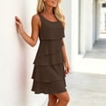 thumbnail image 6 of aohooy Layered Ruffle Dress for Women Round Neck Sleeveless Tiered Dresses Chiffon Swing Smocked Wedding Guest Tank Dress 2026 Coffee,L, 6 of 9