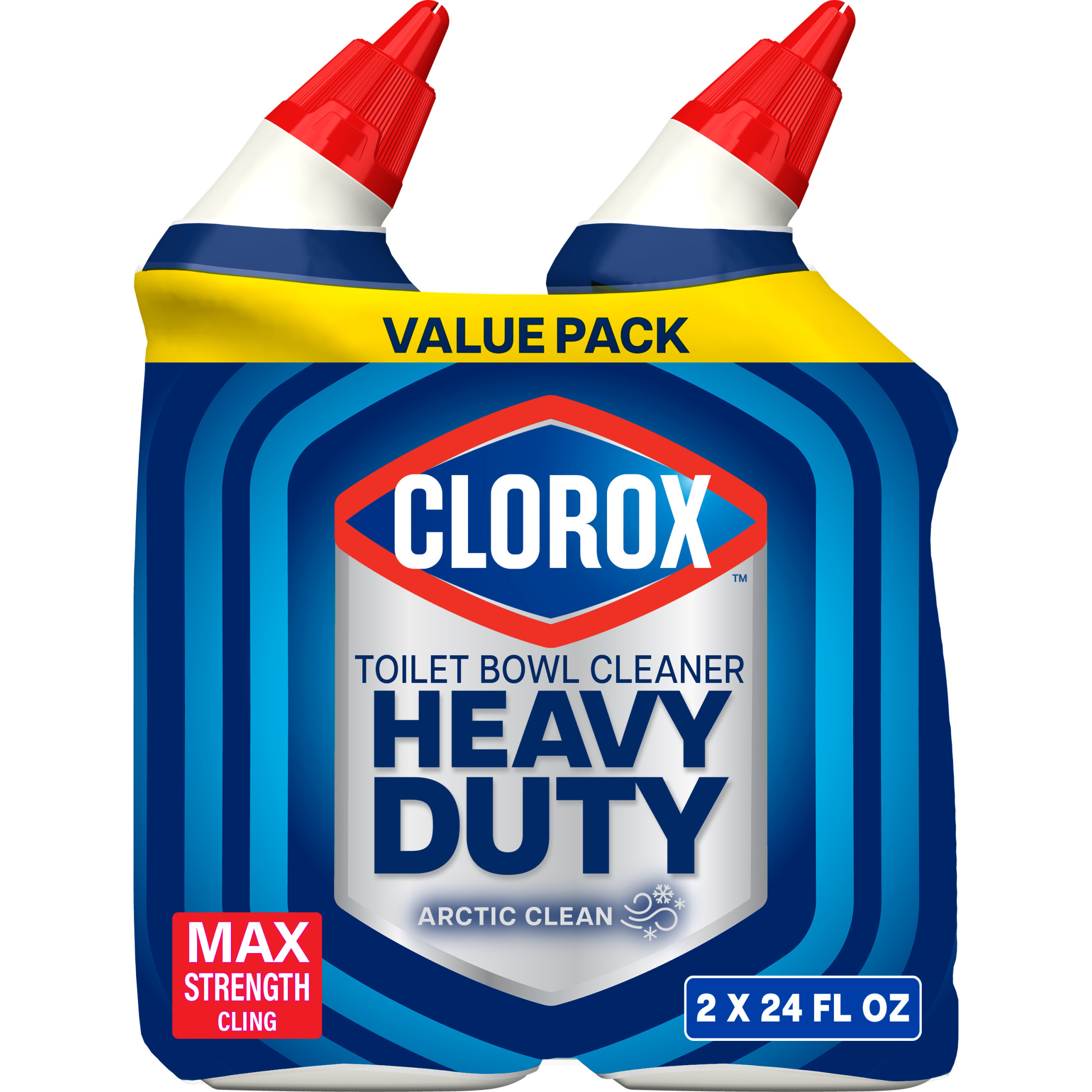 Clorox Toilet Bowl Cleaner Heavy Duty Stain and Ring Remover, Arctic Clean, 24 Fl Oz., Pack of 2