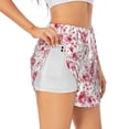 thumbnail image 2 of Bixox Women's Rose Flowers pattern 2 in 1 Running Shorts - Lightweight Athletic Workout Gym Yoga Shorts Liner with Pockets - Small, 2 of 7