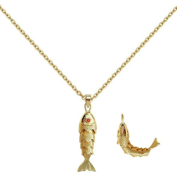 Movable 3D Articulated Fish Necklace, Gold Pave Fish Pisces Sea Lover Lucky Fish Pendant Necklaces For Women Men Summer Beach Trendy Jewelry Gifts