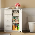 thumbnail image 3 of Pantry Cabinet, Lofka 33" Small Kitchen Pantry Storage Cabinet with 1 Door, 2 Shelves, 4 Drawers, White, 3 of 10
