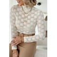 thumbnail image 2 of Women's White Floral Lace High Neck Long Sleeve Top, 2 of 7