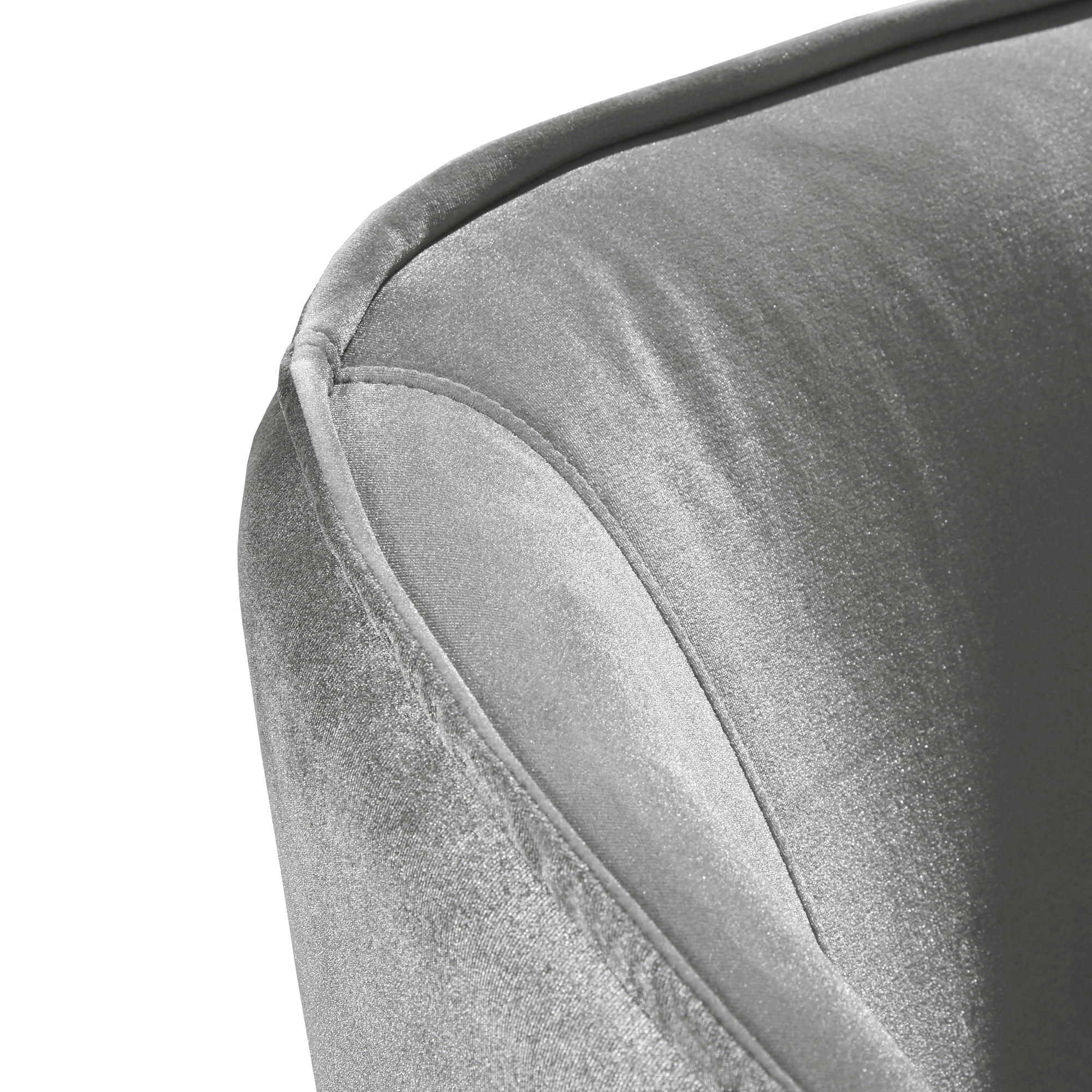 Weston Home Eldridge Velvet Accent Barrel Chair with Clear Legs, Silver Birch