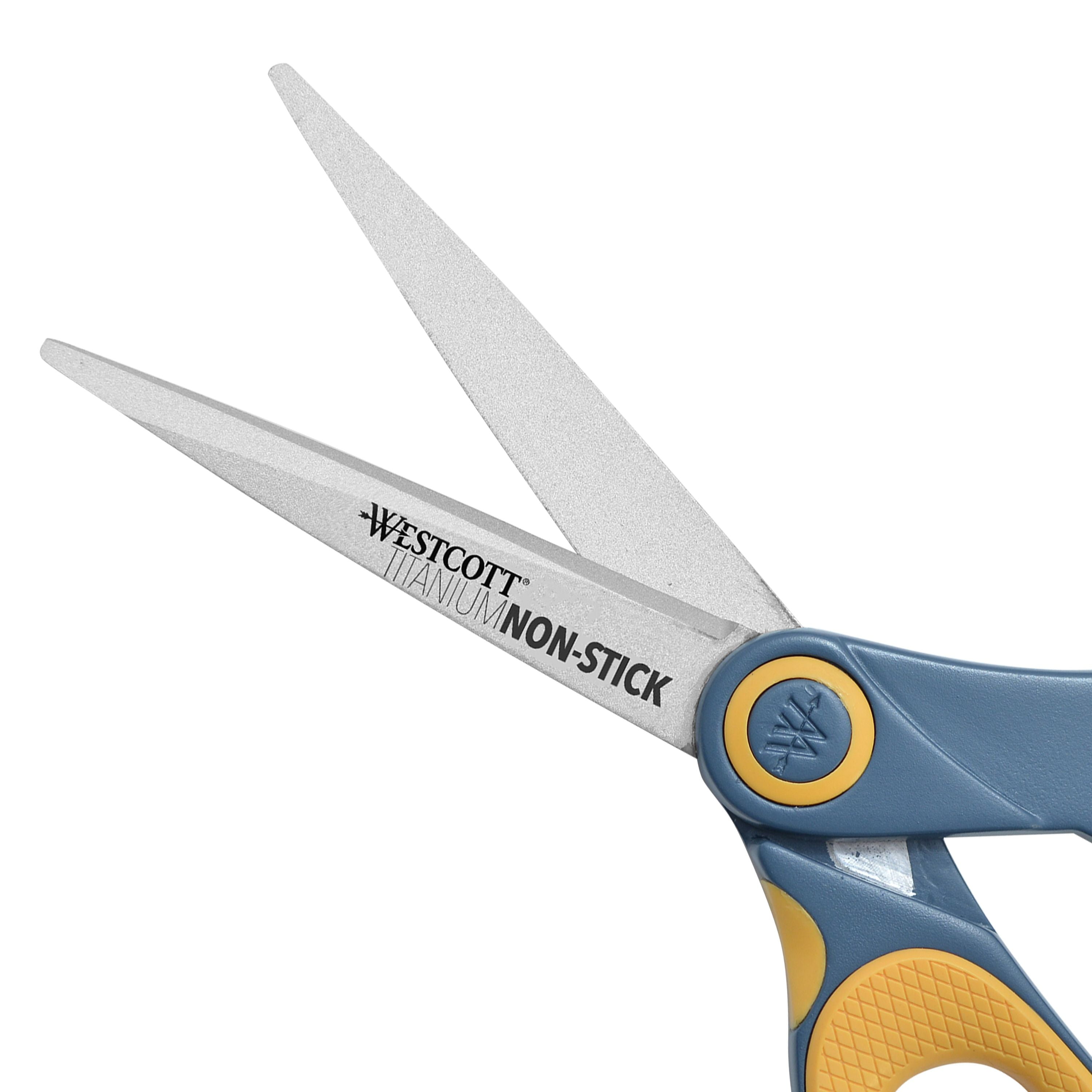 Westcott 8-inch Titanium Bonded Non-Stick Straight Scissors, Yellow, 3-Pack