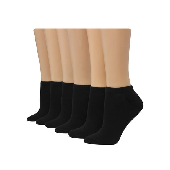 Hanes Comfort Fit Women's No-Show Socks, 6-Pairs Black 5-9