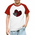 thumbnail image 2 of Girls Red Plaid Heart Raglan Tee - Soft Stretch Casual Top, Polyester Spandex for 4-14 Years Old Girls,Size 5 T, 2 of 8