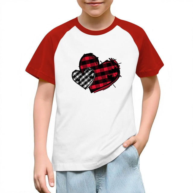 Blusas y camisas de manga corta con cuello redondo para niños y niñas, blusa de manga corta con estampado de cuello redondo