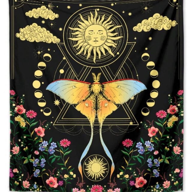 Tarjeta de tarot con diseño de mariposa bohemia para colgar en la pared, 150 x 130 cm