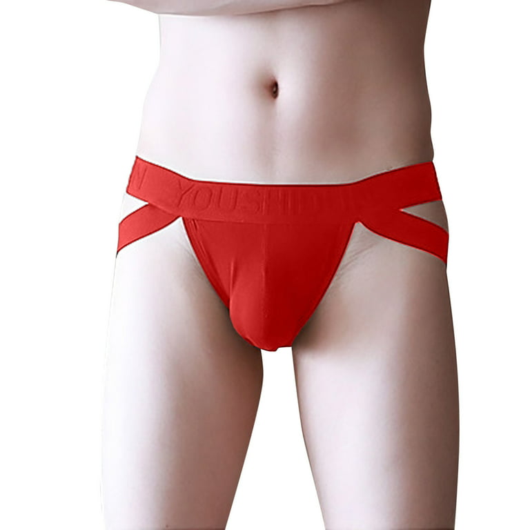 Gubotare Captain Underpants Men's Enhancing Underwear Briefs Ice Silk Big  Ball Pouch Briefs for Male Pack,Red M