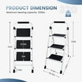 thumbnail image 3 of Sweetcrispy 3-Step 800 lbs Capacity Steel Step Ladder, Non-Slip Pedals Comfortable Handrails Portable for Kitchen Garage Outdoor, Black, 3 of 8