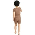 thumbnail image 5 of Odeerbi 6M-7Y Toddler Boys Girls Summer Pajamas Rib Knit Outfits Short Sleeve Tops High Waisted Shorts Two-piece Pajama Set Solid Color Loungewear Toddler Boys Girls Clothes, 5 of 5