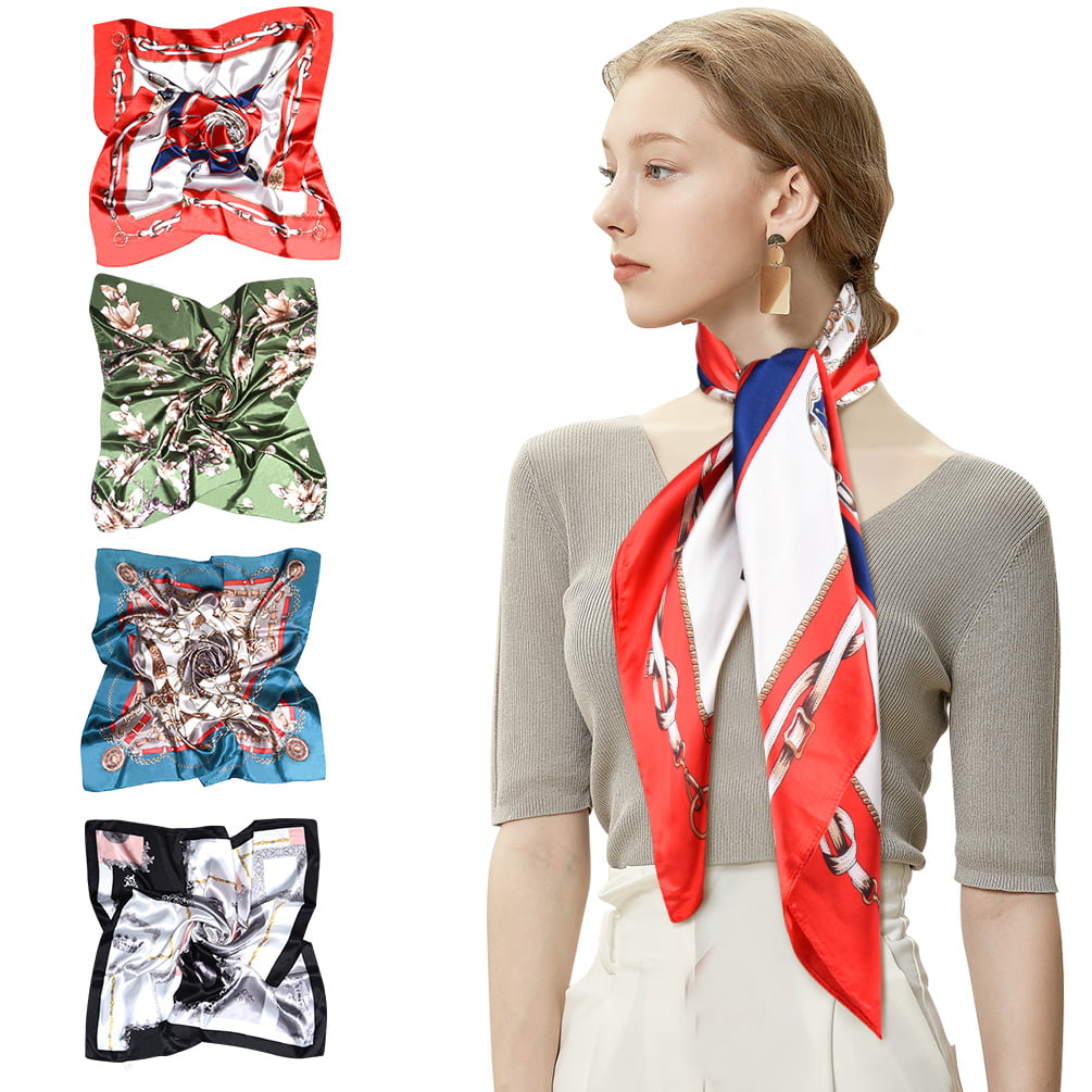 Soft Polyester Silk Scarf For Head Fashion Print Lovely And Elegant Motorcycle Neckerchief Scarfs For Women Hair Silk Scarf Square Fashion Scarf Multiple Ways Of Wearing Daily Decor