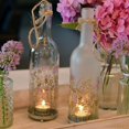 thumbnail image 2 of Rustic Wild Meadow Flowers Tea Light Candle Holders, Set of 2, Translucent Glass, Painted, Bottle Style, Metal Tea Light Holder Base, 11.5 Inches, 2 of 7