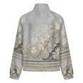 thumbnail image 6 of Jackets for Women Winter Coat Jackets Flannel Stand Collar Jacket(Elegant Grey Gold Floral Design,Size:S-4XL), 6 of 7