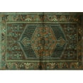 thumbnail image 1 of Ahgly Company Machine Washable Indoor Rectangle Persian Turquoise Blue Traditional Area Rugs, 2' x 5', 1 of 4