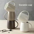 thumbnail image 4 of Matsuzay Taza de cerámica para té de agua y leche de gran capacidad para desayuno, pareja, reunión, taza de café con asa, taza para beber, regalo para Mostrada Negro 301-400ml Matsuzay HA080706-02, 4 of 6