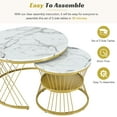 thumbnail image 4 of Small Coffee Table with Marble Grain Table Top, Golden Iron Frame Nesting Tables Set of 2, Circle Coffee Table for Living Room, Balcony, 4 of 9