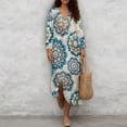 thumbnail image 4 of DISNIMO Mandala Flower Printed Maxi Dresses for Women Casual Loose Dress V Neck 3/4 Sleeve Shift Dresses Fashion Long Dress, 2XL, 4 of 6