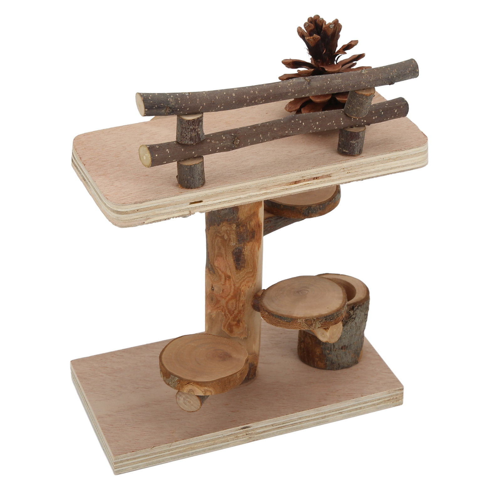 LAZIOEGR 10-Piece Natural Wooden Hamster Climbing Platform Activity Set Double Layer Playground for Mice & Small Pets (7.87 inches / 20 cm)