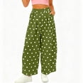 thumbnail image 2 of ClodeEU Women's High Waisted Polka Dot Wide Leg Pants, Casual Elastic Waist Printed Trousers with Pockets Army Green,Women's Plus L, 2 of 7