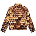 thumbnail image 4 of Jackets for Women Winter Coat Jackets Flannel Stand Collar Jacket(Honeycomb Print,Size:S-4XL), 4 of 7