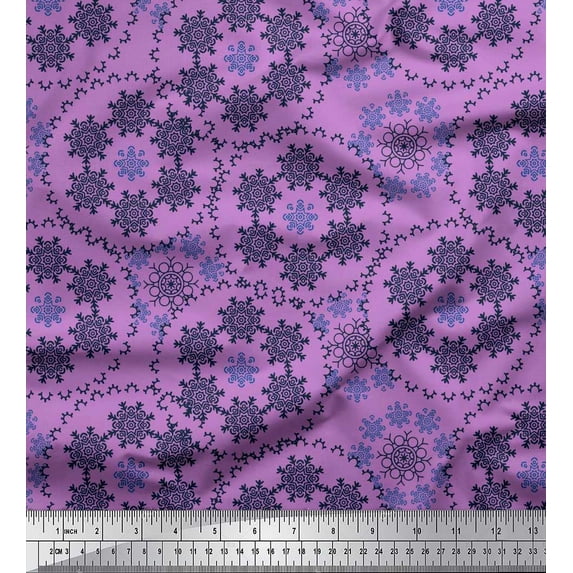 Soimoi Georgette Viscose Fabric Snowflake Artistic Print Fabric by the Yard 42 Inch Wide