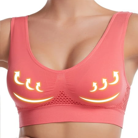 

Seamless Sports Bra for Women TIANEK Low Impact Active Push Up Wirefree Bra Comfort Spaghetti Strap Bra Clearance Watermelon Red