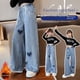 thumbnail image 3 of Pantalones de pierna ancha de mezclilla deshilachados Love para niñas, pantalones de primavera sueltos medianos y grandes para niños, 3 of 6